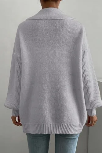 SHEWIN Women Open Front Knit Sweater Button Casual Long Sleeve V Neck Cardigan - Image 3