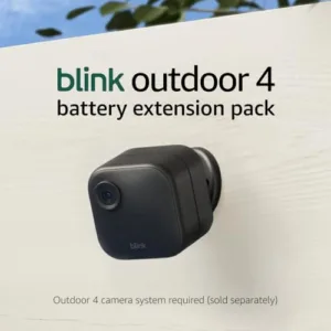 Blink Outdoor 4 (4th Gen) + Battery Extension Pack — Four-year battery wire-free smart security camera, two-way audio, HD live view, enhanced motion detection — 3 camera system