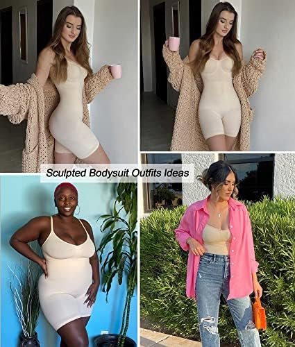 SHAPERX Women's Shapewear Bodysuit Tummy Control Body Shaper Seamless Sculpting Snatched Waist Body Suit - Image 2