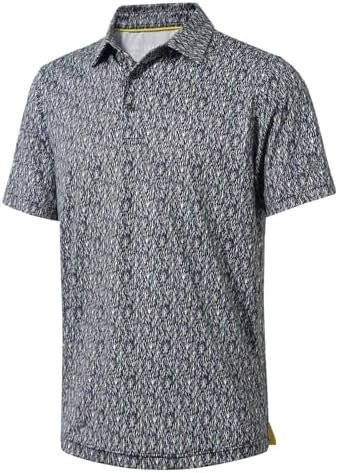 Men's Golf Polo Shirts Short Sleeve Striped Performance Moisture Wicking Dry Fit Golf Shirts for Men