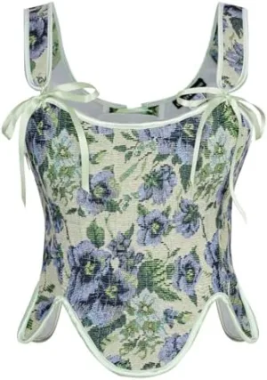 Scarlet Darkness Bustier Tops for Women Renaissance Floral Lace Up Bodyshaper Corset with Zipper