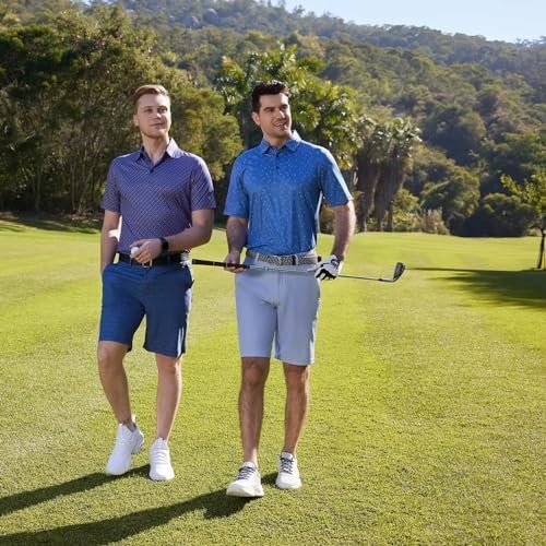 Men's Golf Polo Shirts Short Sleeve Striped Performance Moisture Wicking Dry Fit Golf Shirts for Men - Image 3