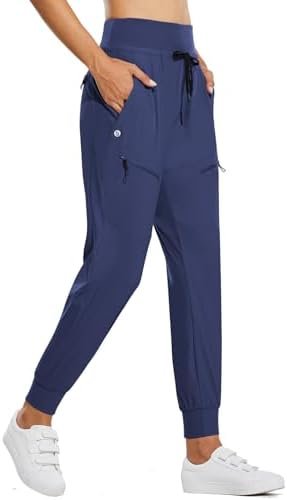 BALEAF Women's Joggers Lightweight Hiking Pants High Waist 5 Zipper Pockets Quick Dry Travel Athletic UPF50+