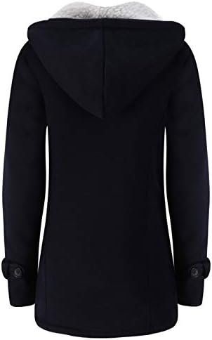 JiangWu Womens Fashion Horn Button Fleece Thicken Coat with Hood Winter Warm Jacket - Image 2