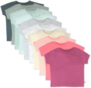 HonestBaby Multipack Short Sleeve T-Shirt Tee 100% Organic Cotton Infant Baby, Toddler, Little Kids Boys, Girls, Unisex