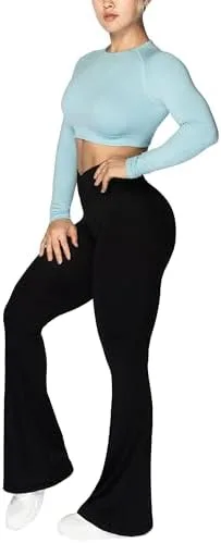 Sunzel Flare Leggings, Crossover Yoga Pants with Tummy Control, High-Waisted and Wide Leg - Image 7