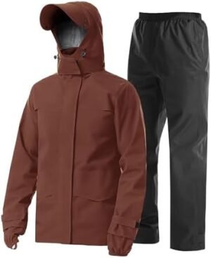 iCreek Men's Rain Suit Waterproof Rain jacket Breathable Lightweight Raincoat with Hooded Rain Gear for Leisure, Outdoor