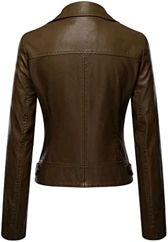 Tanming Women's Faux Leather Moto Biker Short Coat Jacket - Image 3