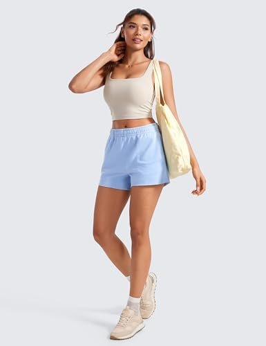 CRZ YOGA Butterluxe Womens Square Neck Longline Sports Bra - Workout Crop Tank Tops Padded with Built in Shelf Yoga Bra - Image 3