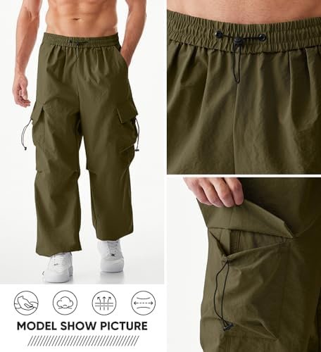 JMIERR Men's Baggy Cargo Pants Trendy Casual Parachute Pant Loose Fit Harem Joggers with Pockets for Streetwear - Image 3