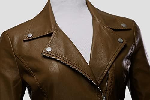Tanming Women's Faux Leather Moto Biker Short Coat Jacket - Image 4