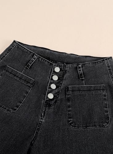 Sidefeel Women's Wide Leg Jeans High Waisted Stretchy Straight Leg Jeans Buttoned Loose Denim Pants with Pocket - Image 7