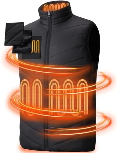 Heated Vest for Men, Heated Jacket for Men, 3 Heating Levels 6 Heating Zones (Battery Pack Not Included)