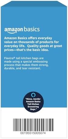 Amazon Basics Flextra Tall Kitchen Drawstring Trash Bags, Unscented, 13 Gallon, 120 Count, Pack of 1 - Image 6