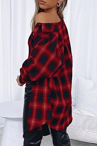 CHYRII Womens Button Down Flannel Shirts Long Sleeve Plaid Shackets Business Casual Blouse Top - Image 4