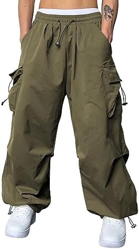 JMIERR Men's Baggy Cargo Pants Trendy Casual Parachute Pant Loose Fit Harem Joggers with Pockets for Streetwear