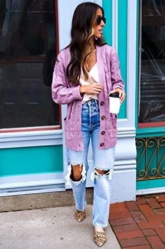 PRETTYGARDEN Women's Open Front Cardigan Sweaters Fall Fashion Button Down Cable Knit Chunky Winter Outerwear Coats - Image 8