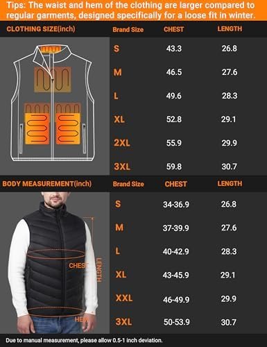Heated Vest for Men, Heated Jacket for Men, 3 Heating Levels 6 Heating Zones (Battery Pack Not Included) - Image 6