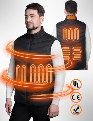 Heated Vest for Men, Heated Jacket for Men, 3 Heating Levels 6 Heating Zones (Battery Pack Not Included) - Image 2