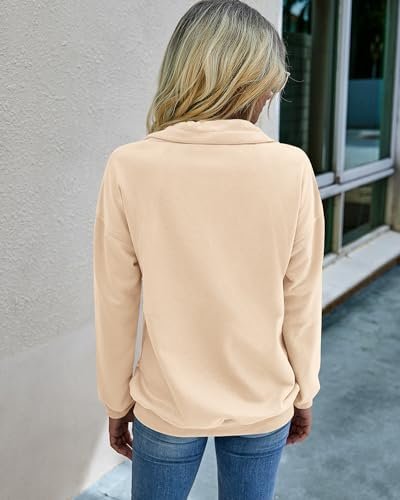 PRETTYGARDEN Women's Casual Long Sleeve Lapel Zipper Sweatshirt Drawstring Loose Pullover Tops - Image 5