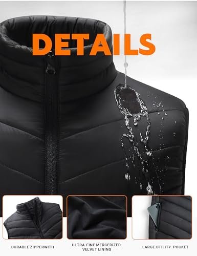 Heated Vest for Men, Heated Jacket for Men, 3 Heating Levels 6 Heating Zones (Battery Pack Not Included) - Image 4