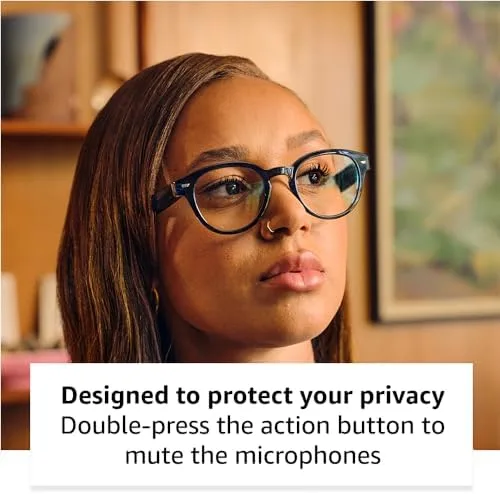 Amazon Echo Frames (3rd Gen) + Echo Pop | Smart glasses with Alexa | Round frames in Blue Tortoise with prescription ready lenses - Image 6