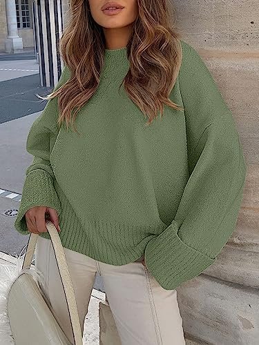 ANRABESS Women's Oversized Crewneck Long Sleeve Fuzzy Knit Casual Chunky Warm 2024 Fall Pullover Sweaters Top Trendy Outfits - Image 3