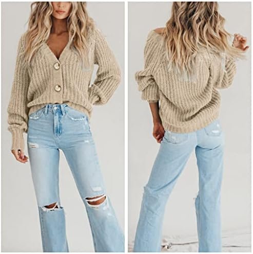 PRETTYGARDEN Women's Chunky Knit Open Front Sweater Long Sleeve Button Loose Short Cardigan Outerwear Coats - Image 8