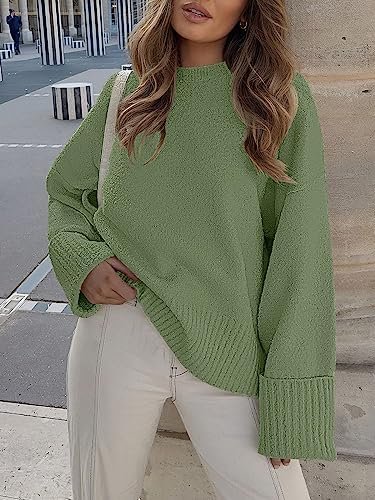ANRABESS Women's Oversized Crewneck Long Sleeve Fuzzy Knit Casual Chunky Warm 2024 Fall Pullover Sweaters Top Trendy Outfits - Image 2