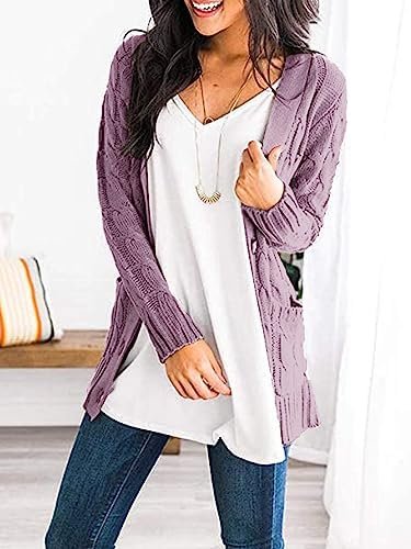 PRETTYGARDEN Women's Open Front Cardigan Sweaters Fall Fashion Button Down Cable Knit Chunky Winter Outerwear Coats - Image 4