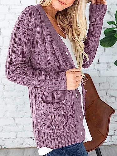 PRETTYGARDEN Women's Open Front Cardigan Sweaters Fall Fashion Button Down Cable Knit Chunky Winter Outerwear Coats - Image 3