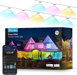 Govee Permanent Outdoor Lights, Smart RGBIC Outdoor Lights with 75 Scene Modes, 150ft with 108 LED Eaves Lights, IP67 Waterproof for Halloween Decorations, Christmas, Work with Alexa, Google Assistant