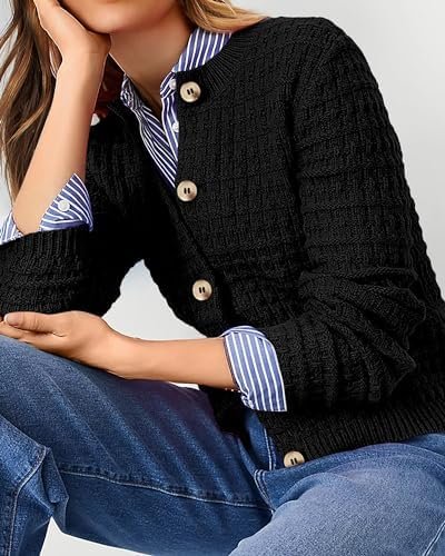 PRETTYGARDEN Women's Knit Cardigan Sweaters Casual Long Sleeve Open Front Button Down Trendy Jackets Outerwear - Image 7