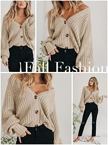 PRETTYGARDEN Women's Chunky Knit Open Front Sweater Long Sleeve Button Loose Short Cardigan Outerwear Coats - Image 4