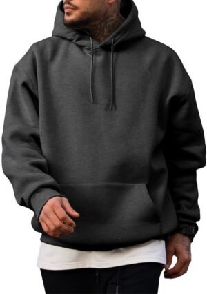 JMIERR Mens 2024 Casual Cotton Hooded Collar Drawstring Hoodies Pullover Sweatshirts Casual Long Sleeve Shirts