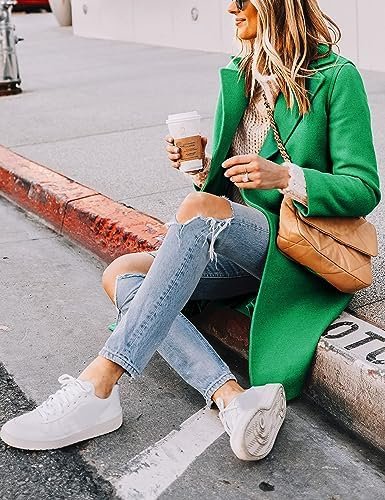 Tanming Women's Notch Lapel Double Breasted Wool Blend Mid Long Pea Trench Coat - Image 3