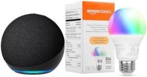 Echo Dot with Amazon Basics Smart Color Bulb