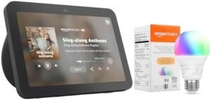 Echo Show 8 with Amazon Basics Smart Color Bulb