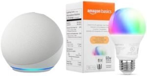 Echo Dot with Amazon Basics Smart Color Bulb