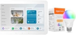 Echo Hub with Amazon Basics Smart Color Bulb