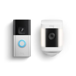 Ring Battery Doorbell Pro with Ring Spotlight Cam Plus, White