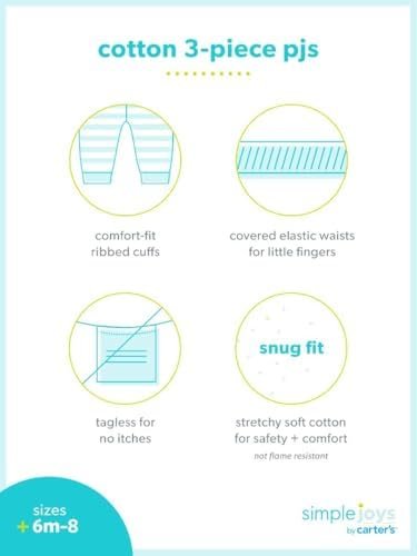 Simple Joys by Carter's Baby 3-Piece Snug-fit Cotton Holiday Pajama Set - Image 2