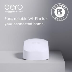 Amazon eero 6 mesh wifi router - Supports speeds up to 900 Mbps, Connect to Alexa, Coverage up to 1,500 sq. ft., 1-pack