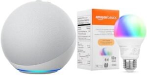 Echo (4th Gen) with Amazon Basics Smart Color Bulb