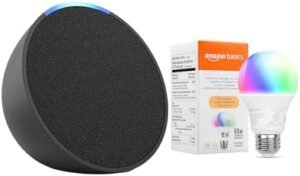 Echo Pop with Amazon Basics Smart Color Bulb