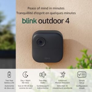 Blink Outdoor 4 (4th Gen) – Wire-free smart security camera, two-year battery life, two-way audio, HD live view, enhanced motion detection, Works with Alexa – 6 camera system