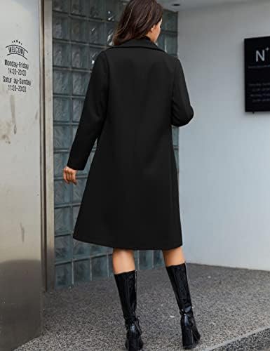 Tanming Women's Notch Lapel Double Breasted Wool Blend Mid Long Pea Trench Coat - Image 5