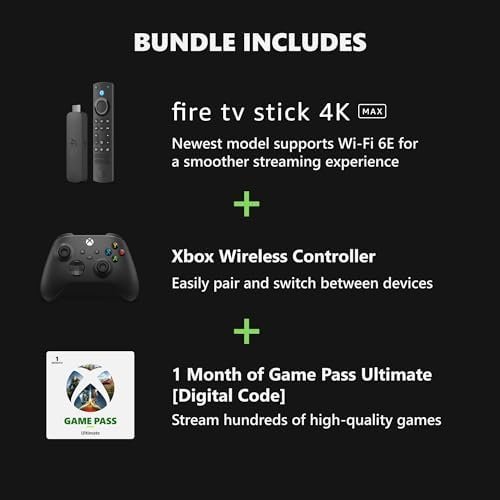 Amazon Fire TV Stick 4K Max, Carbon Black Core Wireless Controller, and 1 Month Game Pass Ultimate Bundle - Image 2