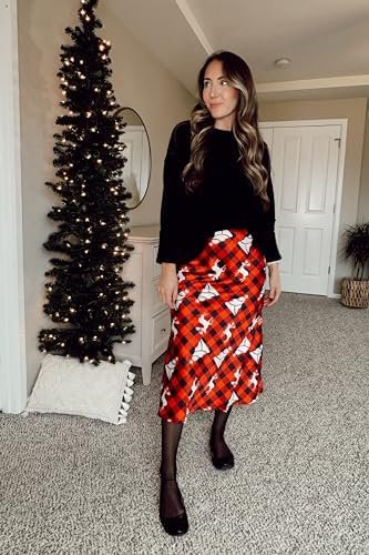 Zeagoo Womens Satin Skirts Casual Silk Midi Skirt High Waisted Long Skirts Zipper Elegant Work Skirts - Image 2