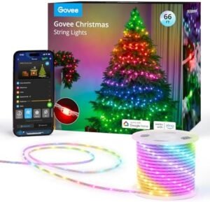 Govee Christmas Lights 66ft, Smart RGBIC Christmas String Lights App-Controlled, 125+ Scene Modes, IP65 Waterproof, Sync with Music, Works with Alexa, Lights for Christmas Decorations Indoor Outdoor